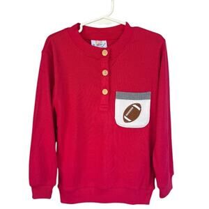Busy Bee Smocks Red Bamboo Football Tee - Size 6
